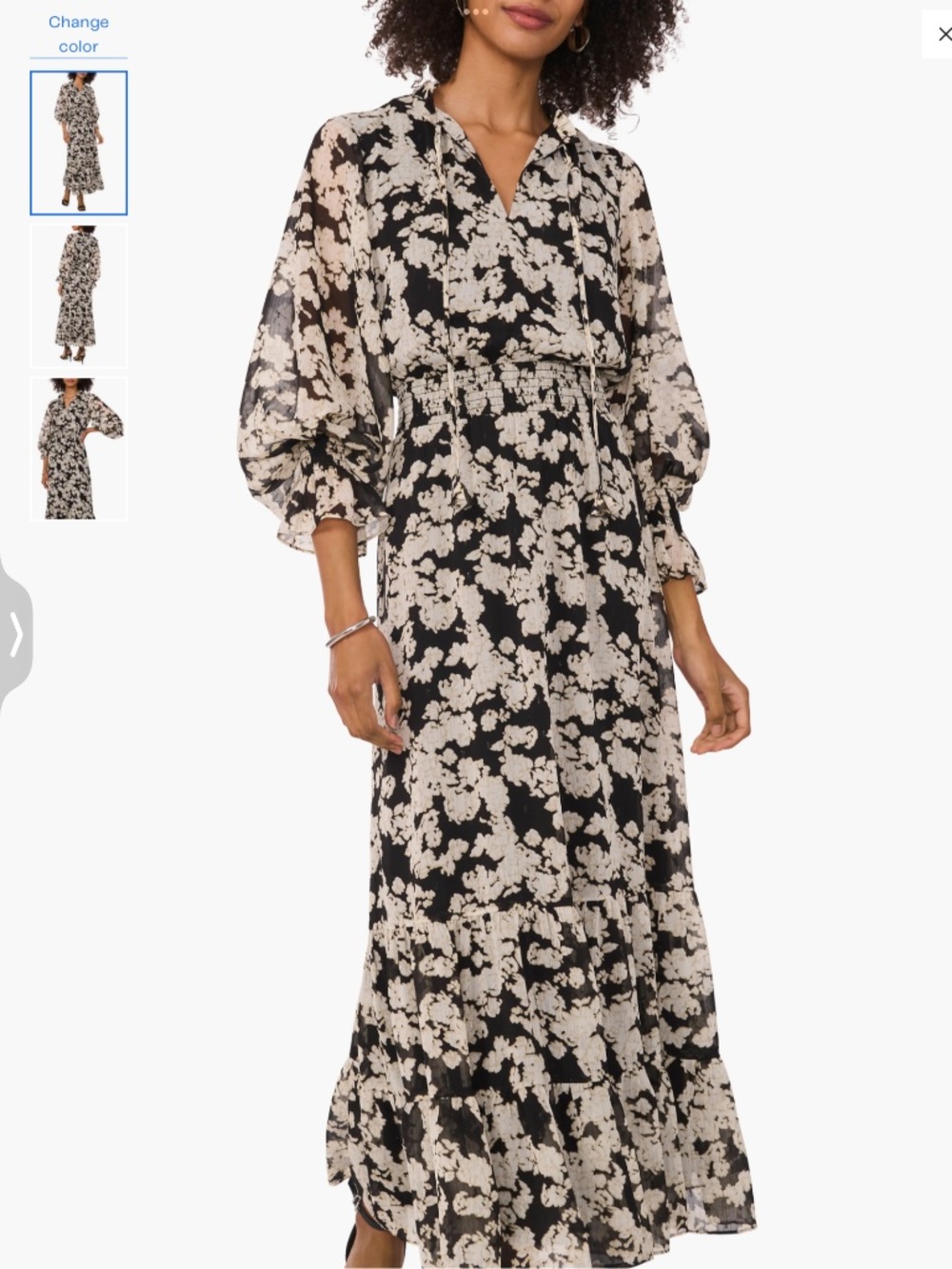 Vince Camuto Bead Detail Floral Long Sleeve Maxi Dress, size XL
